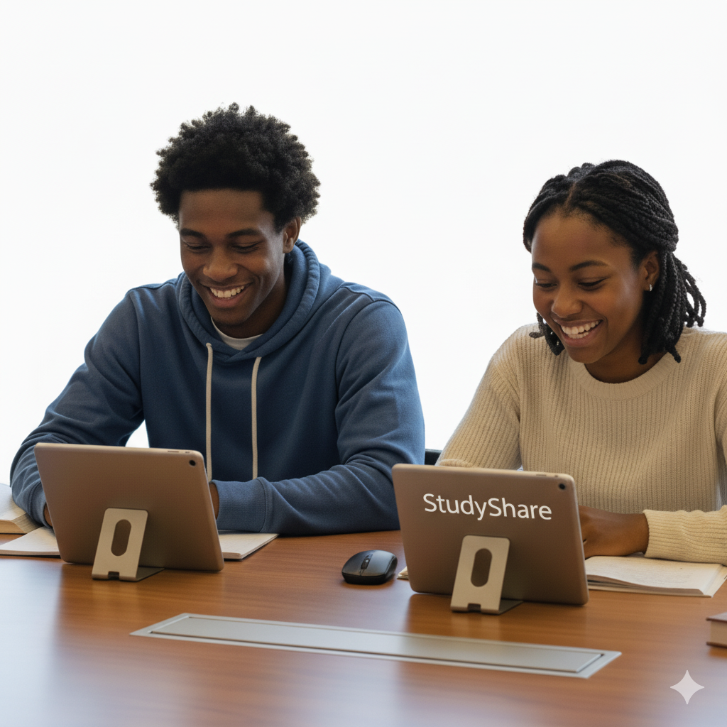 Student studying with laptop